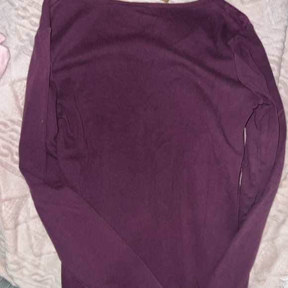a.n.a Deep Purple V-Neck Top with Gold Accents - Picture 4 of 5